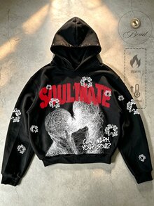 ROMWE MEN Street Life 2026 Autumn/Winter New College Style Men's Letter Print Long Sleeve Sweatshirt - Black - View 1