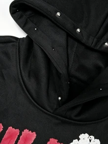 ROMWE MEN Street Life 2026 Autumn/Winter New College Style Men's Letter Print Long Sleeve Sweatshirt - Black - View 4