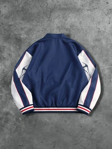 ROMWE MEN Street Life Men's Pentagram Pattern Long Sleeve Zip-Up Casual Jacket - Blue - View 2