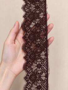 Cévolie Women's Lace Patchwork Long Sleeve Top And Pants Knit 2 Pieces Set - Coffee Brown - View 6