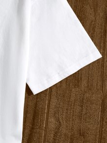 Manfinity Dauomo Men's Minimalist Printed Round Neck Short Sleeve Standard T-Shirt - White - View 5