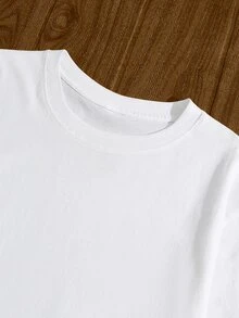 Manfinity Dauomo Men's Minimalist Printed Round Neck Short Sleeve Standard T-Shirt - White - View 4