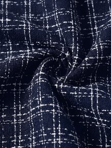 SHEIN Clasi 優雅格紋長袖洋裝，適合日常通勤穿著 - 藏蓝色 - 查看 3