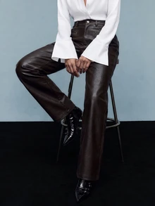 Savoree Maillard Fashionable Vintage Washed-Out Women Long Pants - Black - View 7