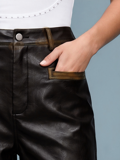 Savoree Maillard Fashionable Vintage Washed-Out Women Long Pants