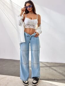 SHEIN 花邊蕾絲文胸 - 白色 - 查看 3