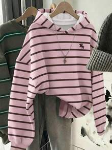 SHEIN CURVE+ 大尺碼休閒復古 Y2K 多功能派對條紋馬標誌印花，2026 秋冬 22W - 彩色 - 查看 7