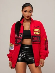 Radiana Vintage Red Padded Coat, Street Fashion  Ski Jacket For Autumn/Winter - Red - View 1