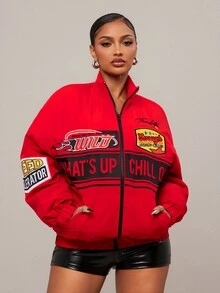 Radiana Vintage Red Padded Coat, Street Fashion  Ski Jacket For Autumn/Winter - Red - View 5