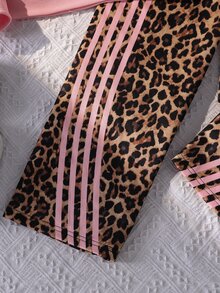 SHEIN 2件組 青少年女孩休閒長袖運動衫與側邊蝴蝶結羅紋針織長褲套裝 - 彩色 - 查看 8