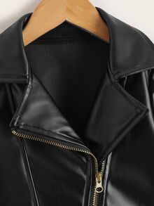 Teen Girl Long Sleeve Fleece Lined Casual Daily Black Jacket Halloween Autumn Fall Style - Black - View 6