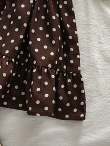 SHEIN Kids Young Girl Woven Solid Color Cardigan Jacket & Polka Dot Strap Dress 2pcs Set - Multicolor - View 8