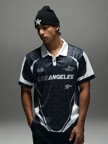 Sport MetroGents Men's Contrast Color Print Short Sleeve Sports Polo Shirt - Multicolor - View 1