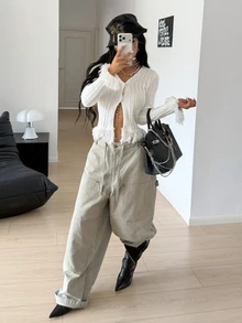 StreetHx Women's Autumn/Winter Lazy Fashion Versatile Sexy Hot Girl Design Date Street Fringe Cardigan - White - View 5
