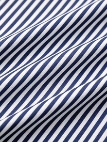 GlowEve CURVE Plus Size Women's Summer Gray Striped Fabric Wide Waistband Slanted Pockets Black Resin Button Decor Straight Leg Wide Leg Pants Vacation Style Fall - Navy Blue - View 4