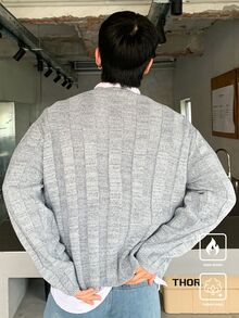 Claim Dot Men's Simple Casual Drop Shoulder Knit Sweater, Autumn/Winter - Grey - View 4