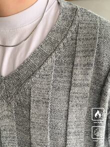Claim Dot Men's Simple Casual Drop Shoulder Knit Sweater, Autumn/Winter - Grey - View 2