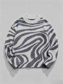 Manfinity LEGND Men's All-Over Print Casual Versatile Daily Wear Long Sleeve Sweater - White - View 3