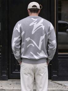 Claim Dot Men's Colorblock Crew Neck Long Sleeve Casual Versatile Sweater - Grey - View 2