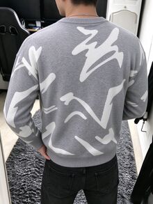 Claim Dot Men's Colorblock Crew Neck Long Sleeve Casual Versatile Sweater - Grey - View 5