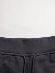 SHEIN 青少年女孩灰色針織抽繩休閒長褲返校冬季款 - 深灰色 - 查看 7