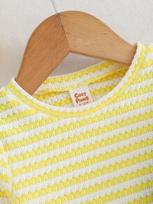 Cozy Pixies Baju Terusan Rajut Bayi Perempuan Warna Kuning Biru Muda, Celana Overall, 2 Potong, Set untuk Liburan Pantai Musim Gugur Kasual Lucu - MultiWarna - View 7