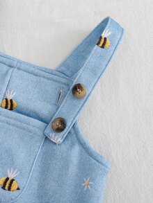 Cozy Pixies Baju Terusan Rajut Bayi Perempuan Warna Kuning Biru Muda, Celana Overall, 2 Potong, Set untuk Liburan Pantai Musim Gugur Kasual Lucu - MultiWarna - View 6
