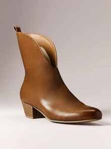 Hauture Women's Autumn And Winter Coffee Brown, Minimalist High-End Round Toe Thick Heel Retro Commuting, Versatile Comfortable Temperament Short Boots - Chocolate Brown - View 7
