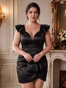 Plus Size Dresses - Black - View 9