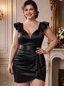 Plus Size Dresses - Black - View 4