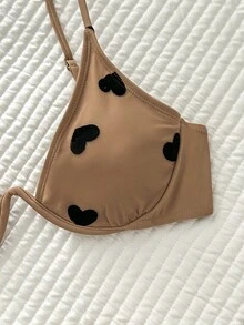 SHEIN Swim Bikini Underwire Cetak Hati 3-Pack - Aprikot - View 5