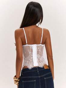 SHEIN BAE Women's Lace Patchwork Sexy Versatile Camisole Top - White - View 2