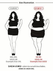 SHEIN CURVE+ Curve 加大码女式时尚宽松舒适无袖黑色背心 - 黑色 - 查看 3