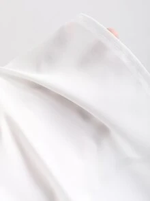 Sweetra Simple White Gigot Sleeve Blouse For Women,Summer Office Commute Wear - White - View 5