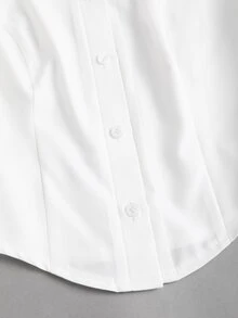 Sweetra Simple White Gigot Sleeve Blouse For Women,Summer Office Commute Wear - White - View 4
