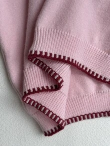 Girls Toddler Cute Peter Pan Collar Knitted Cardigan Sweater Long Sleeve Jacket With Cherry Embroidery Autumn Fall Pink Princess - Apricot - View 4