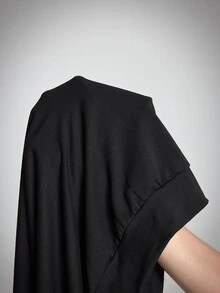SHEIN CURVE+ 大尺碼萬聖節可愛圖案印花黑色連帽衛衣洋裝，連帽運動衫洋裝/秋季/冬季 - 黑色 - 查看 11