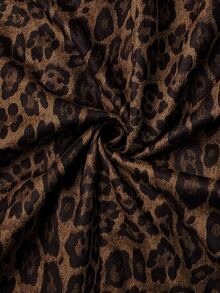 Linhara CURVE Plus Size Women's Woven Leopard-Print Button-Down Fall Jacket - Brown - View 8