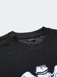 PAVTROS Men's Skeleton Graphic Casual Everyday Long Sleeve T-Shirt - Black - View 5