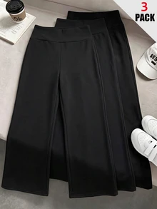 SHEIN Kids 3PCS Tween Girls Pants - Black - View 3