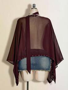SHEIN ICON Women's Solid Color Batwing Sleeve Loose Fashion Top - Brown - View 2