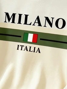 2件組 4-7歲男童運動休閒風 MILANO 字母印花側條紋圓領長袖適中厚度舒適套裝，適合日常上學，春秋穿著 - 彩色 - 查看 3