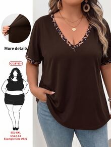 SHEIN CURVE+ Plus Size Women's Rhinestone Decorated Front Button Elegant Long Sleeve White Shirt - Brown - View 1