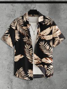 GETOML Men Tropical Print Shirt Without Tee Summer Palm Tree Hawaiian Beach Holiday Vacation Father's Day Gifts Black - Multicolor - View 2