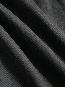SHEIN Franclia 時尚休閒通勤百搭丹寧效果印花紋理柔軟面料高腰開衩女款短褲/裙/寬腿褲/熱褲 - 黑色 - 查看 4
