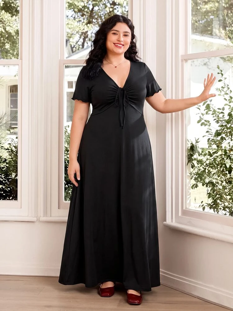 SHEIN CURVE+ プラスサイズ レディース カジュアル チェリー柄 Vネック