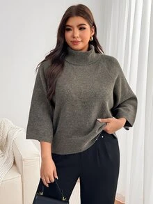 Enliva Plus Size Sweaters Fall Home Birthday Casual Capsule - Grey - View 5