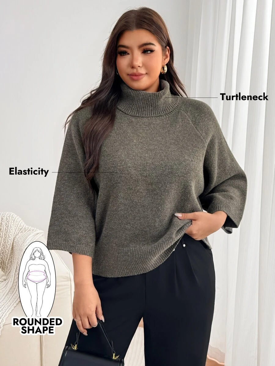 Enliva Plus Size Sweaters Fall Home Birthday Casual Capsule - Grey - View 1