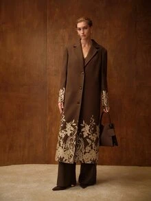 MOTF PREMIUM SINGLE-BREASTED WOOL LONG OVERCOAT WITH GOLD FOIL DETAIL - Mocha Brown - View 4
