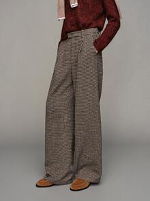 MOTF PREMIUM WOMEN'S PLAID PLEATED CASUAL VERSATILE DAILY WEAR LONG PANTS - Coffee Brown - View 5